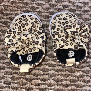 Two sets of leopard baby shoes, two for $20. Size 3-6 months: